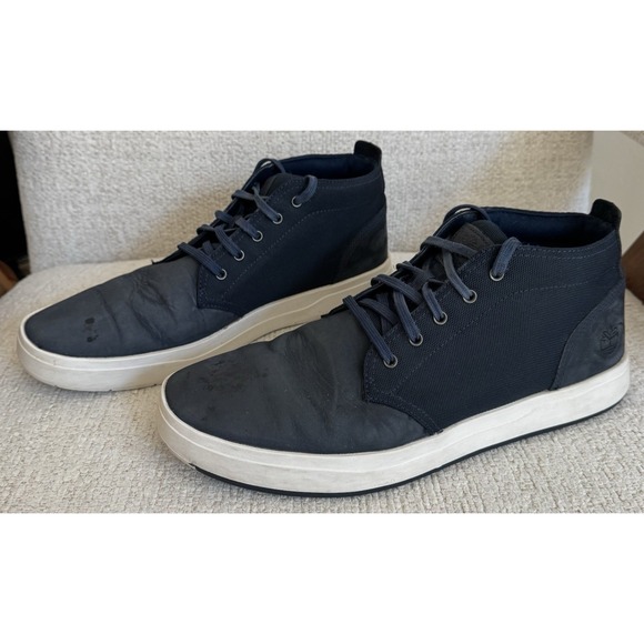 Timberland Lace up Leather Canvas Chukka Mid Shoes Blue A1SF3 Mens US Size 12 - Picture 10 of 16